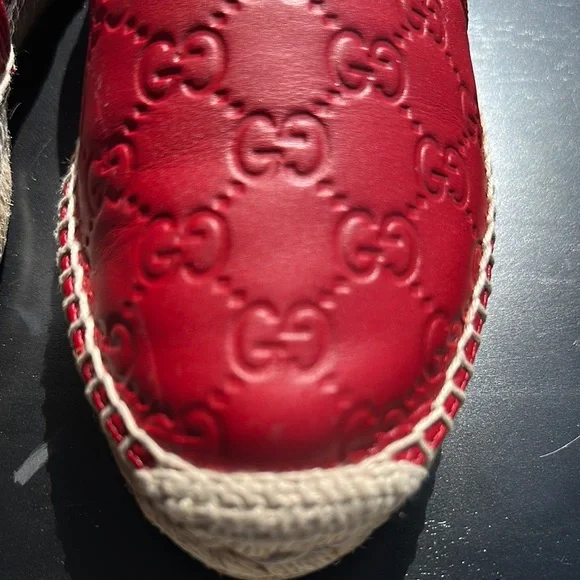 Gucci Red Leather Espadrilles - Picture 3 of 14